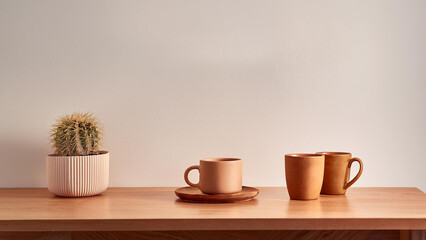 美しい木目のテーブル、ナチュラルテイストのインテリアの部屋