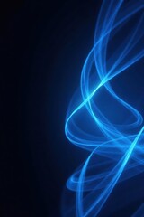 Abstract blue glowing lines, dynamic motion on black , glow, bright, power