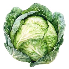 Obraz premium Highly Detailed Cabbage Plant Isolated on White Background