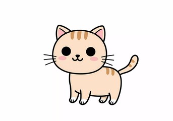 Obraz premium Adorable Cartoon Kitten: A Cute and Cheerful Illustration
