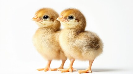 Fototapeta premium A charming baby chick gazes softly to the right, head tilted gracefully left, showcasing delicate feathers and curious eyes in a captivating close-up