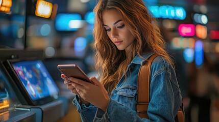 A person holds a smartphone displaying a digital boarding pass with a QR code, facing a scanning device on a metallic surface.