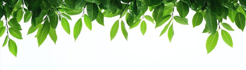 Naklejka premium Lush green leaves border, white background, nature backdrop, website design (1)