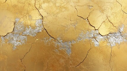 Gilded age elegance: Abstract gold and silver textured wall with visible cracks
