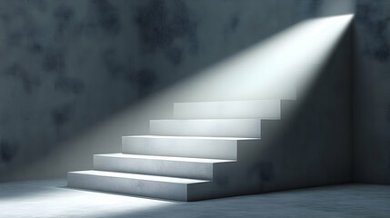 Obraz premium Empty white steps illuminated by spotlight