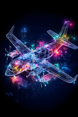Luminous Airplane Wireframe.