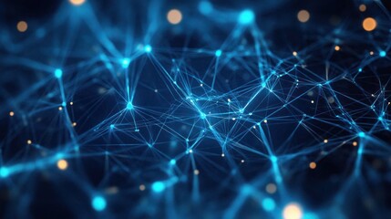 Abstract Connection Network Background with Glowing Nodes and Lines