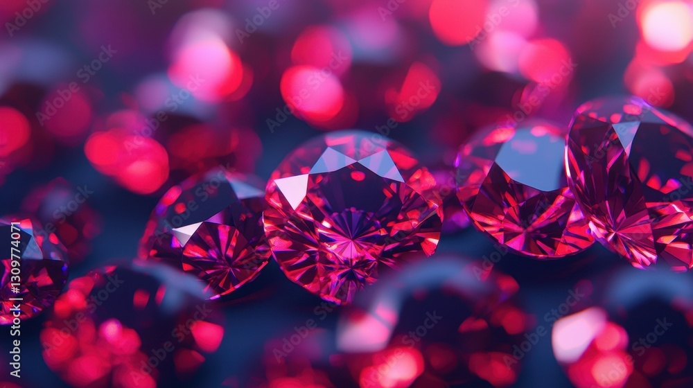 Poster sparkling red gems with vivid color reflection and light effects