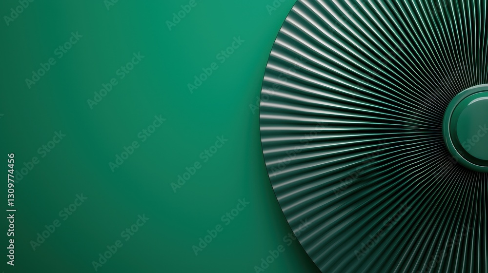 Poster abstract pattern with round fan shape and deep green background