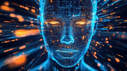 Futuristic Digital Persona: Synthetic Intelligence Interface Visualization