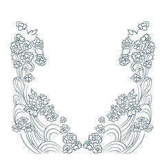 flower grass nature arc wreath vector frame line artistic