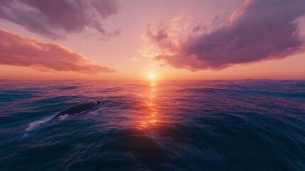 Naklejka premium Aweinspiring Sunset Encounter with Whales