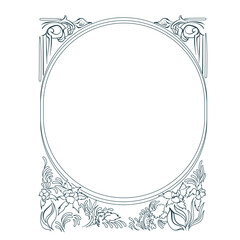 art nouveau abstract leaves floral vector frame line artistic