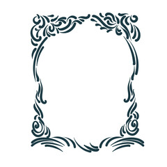 art nouveau abstract leaves floral vector frame line artistic