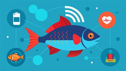 Utilizing tingedge technology this smart system can alert you if any of your fish are behaving abnormally allowing you to address any health concerns. Vector illustration