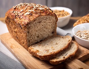 Whole Wheat Bread with Mixed Cereal, Healthy home cooking concept