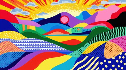 Obraz premium vibrant pop art landscape
