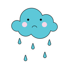 kawaii style sad cloud