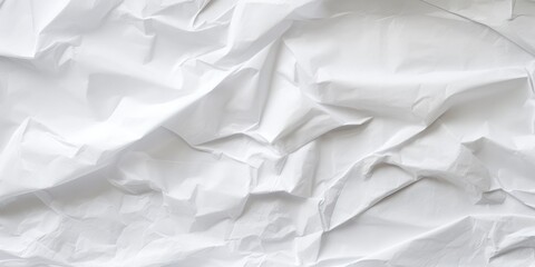 A close-up of a crumpled white paper texture background with copy space.