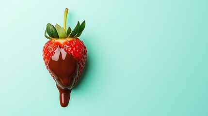 Chocolate dipped strawberry, bright background. Sweet treat, valentines, food blog header