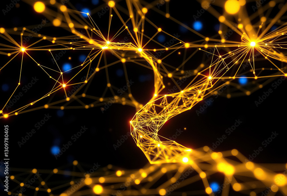 Poster Abstract golden network of interconnected nodes visual representation of complex system