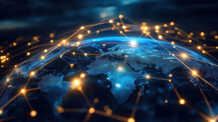 Fototapeta premium Global connectivity network, digital world communication and social media