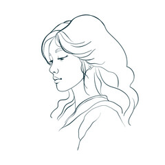 asian traditional girl vector illustration ethnic line art