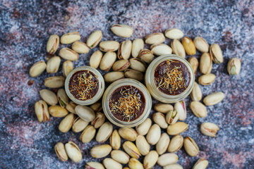 Trendy dessert dubai chocolate magnolia.