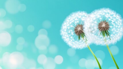 Dandelions close-up with bokeh, for spring cards and design