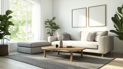 Modern living room featuring a comfortable couch and sleek coffee table perfect for relaxation and socializing