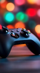 Black Game Controller Colorful Bokeh Background