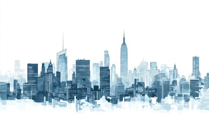 Obraz premium NYC Skyline, Urban Landscape, Cityscape, Business, Modern Architecture, White Background, Stock Photo