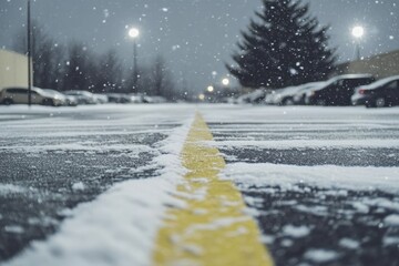 Captivating winter landscape showcasing a snow-filled parking space.