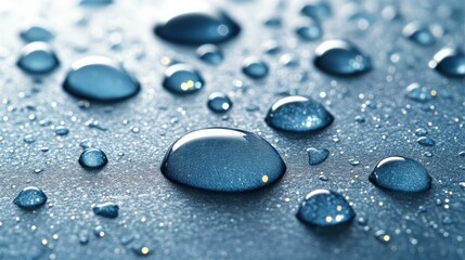 Water droplets forming on a polished table surface creating a beautiful display of nature's artistry and elegance