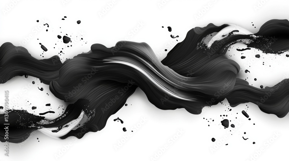 Poster a simplistic black and white wave design showcasing smooth curves and elegant lines for a modern aes