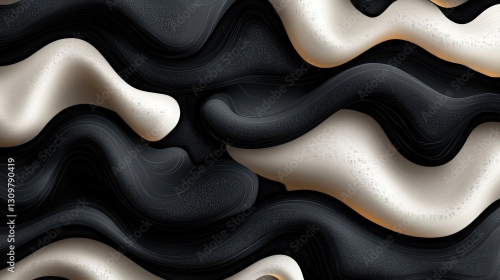 Aufkleber a striking black and white wavy pattern offering a unique visual experience with intricate lines and