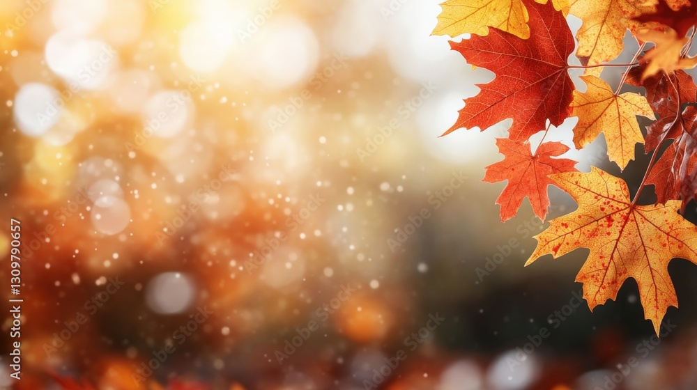 Poster a collection of beautiful autumn leaves in various colors creating a stunning display of fall's natu