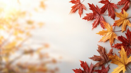 A colorful bunch of vibrant autumn leaves collected together creating a stunning display of fall's natural beauty