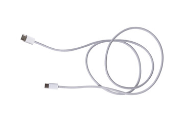 USB Type C cable isolated on transparent background.