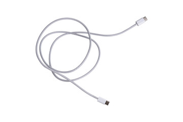 USB Type C cable isolated on transparent background.