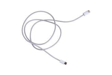 USB Type C cable isolated on transparent background.