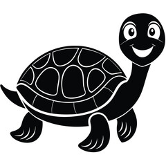 Happy Turtle Vector Graphic in Black | Stock Illustration