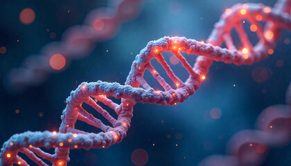 A detailed 3D model of a DNA double helix, showcasing the intricate structure of genetic material.