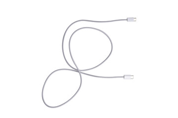 USB Type C cable isolated on transparent background.