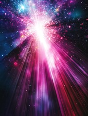 Naklejka premium Vibrant beams of light break through darkness, creating an abstract explosion of color and energy Generative AI