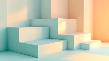 Abstract Minimalist Staircase Design with Soft Pastel Color Palette
