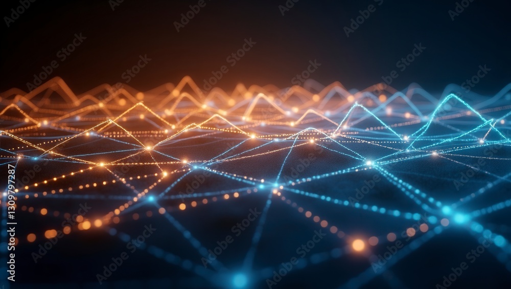 Poster a dynamic network of glowing connections visualizes the flow of data in a technological web.