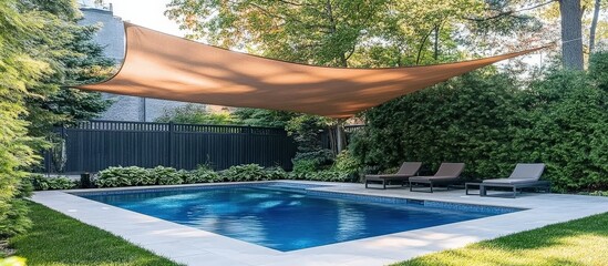 A beautiful swimming pool enclosed by a decorative fence.
