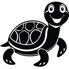 Happy Turtle Vector Graphic in Black | Stock Illustration