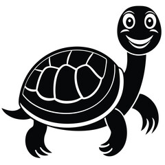 Happy Turtle Vector Graphic in Black | Stock Illustration